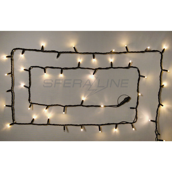 Гірлянда зовнішня DELUX STRING 100LED 10м 20flash теплий білий/чорний IP44