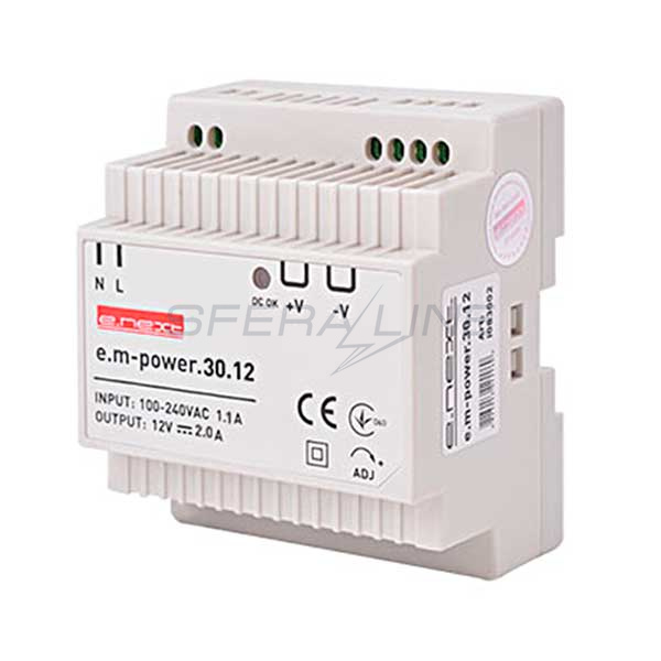 Блок живлення на DIN-рейку e.m-power.30.12 30Вт, DC12В, E.NEXT