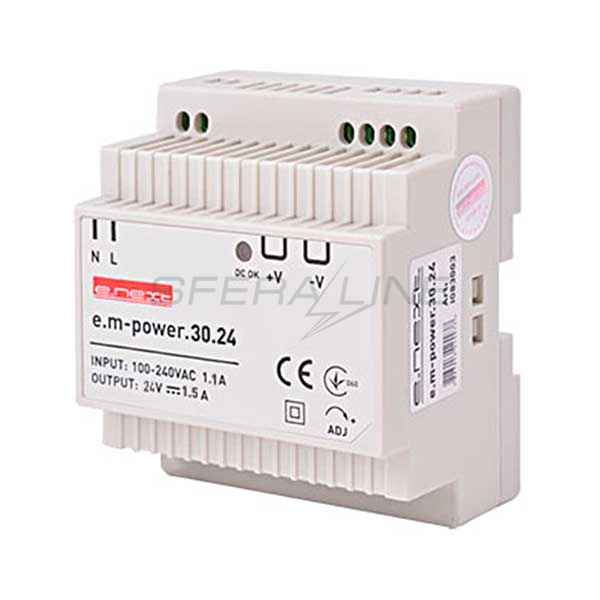 Блок живлення на DIN-рейку e.m-power.30.24 30Вт, DC24В, E.NEXT