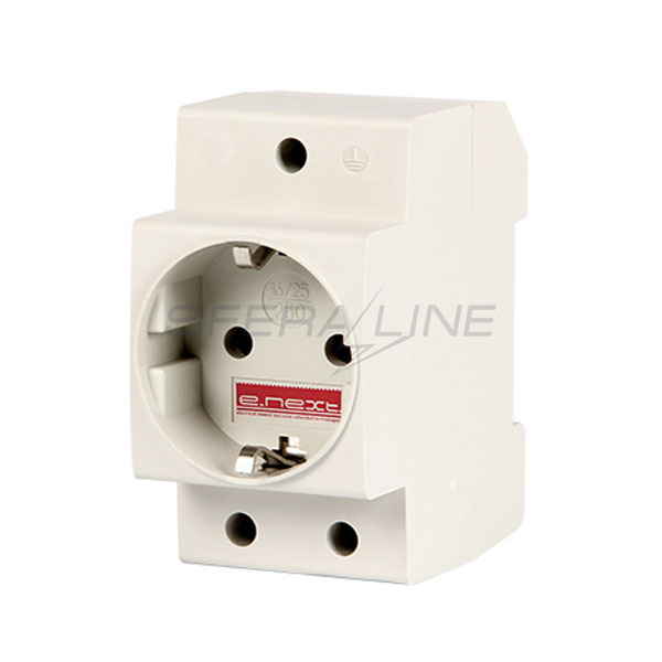 Розетка на DIN-рейку e.socket.pro.din.tms, 230 В, із заземлюючим контактом, E.NEXT