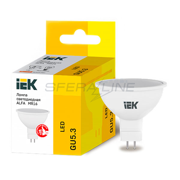 Лампа LED ALFA MR16 софіт 10Вт 230В 6500К GU5,3 IEK