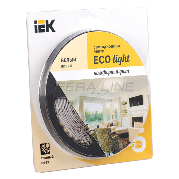 Стрічка світлодіодна LED, LSR-3528WW120-9.6-IP20-12V, 5м блістер, IEK-eco