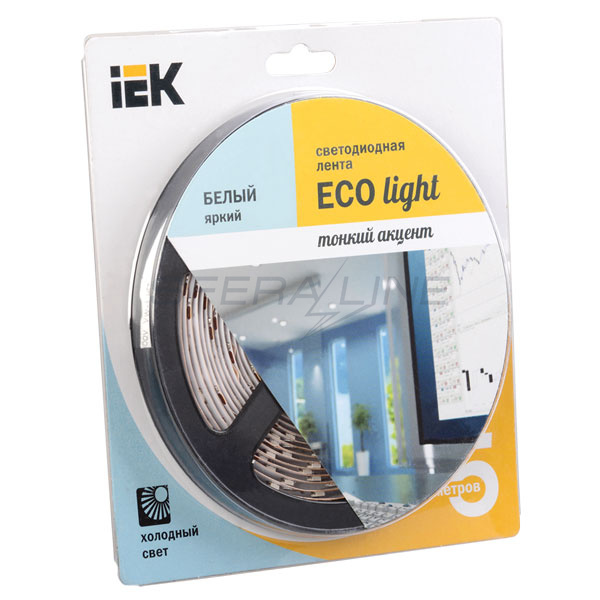 Стрічка світлодіодна LED, LSR-3528W60-4.8-IP20-12V, 5м блістер, IEK-eco