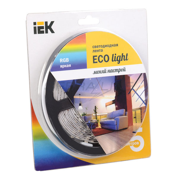 Стрічка світлодіодна LED, LSR-3528RGB54-4.8-IP20-12V, 5м блістер, IEK-eco