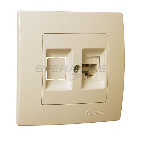 Розетка комп'ютерна САТ 5e + гніздо Lillium Natural Kare, крем