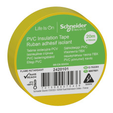 Изолента ПВХ 19 мм х 20 м 0,15 мм толщиной жёлтая ( ) Schneider Electric