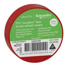 Изолента ПВХ 19 мм х 20 м 0,15 мм толщиной красная ( ) Schneider Electric