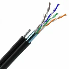 FTP cat.5e 4х2х0,51 наружный с тросом 1,2 мм PE 100МГц (бухта 500м) черный ЗЗЦМ