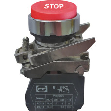 Вимикач кнопковий металевий FP4-BL4342 1NC (STOP, червоний) Промфактор