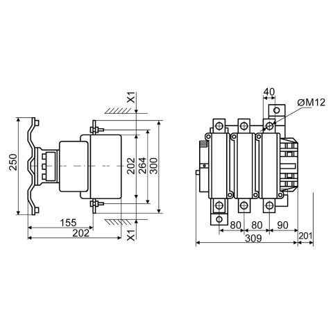 Контактор силовой 630А 220В AC АСКО-УКРЕМ LC1-F630
