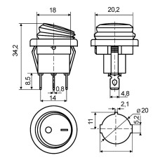 KCD1-8-101NW GR/B 220В Перемикач 1 клав.круглий вологозах. зелений з АСКО-УКРЕМ