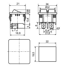 KCD1-6-2101N GR+R/B 220В Перемикач 2 клавішний зелений+червоний з АСКО-УКРЕМ