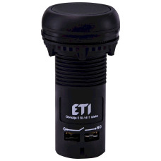 Кнопка моноблочна заглиблена ECF-11-C (1NO+1NC, чорна) ETI