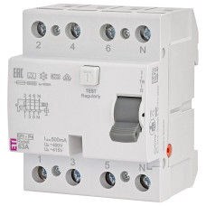 УЗО 4P 63А 500мА тип A ETI EFI-P4 2061893