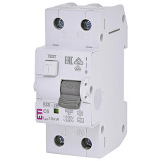 Дифавтомат 1P+N 6А C 10мА тип A ETI KZS-2M