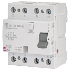 УЗО 4P 16А 30мА тип AC ETI EFI-P4