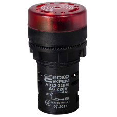 Светосигнальный зуммер AD22-22 BM/r красный 220В АС АСКО-УКРЕМ