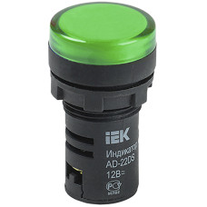Лампа AD22DS(LED)матрица d22мм зеленая 12В AC/DC IEK
