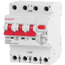 Дифавтомат 3P+N 40А C 30мА тип A E.NEXT e.rcbo.pro