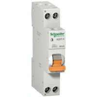 Дифавтомат 1P+N 10А C 30мА тип AC Schneider Electric Домовик АД63К