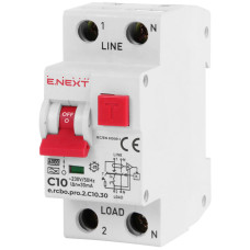 Дифавтомат 1P+N 10А C 30мА тип A E.NEXT e.rcbo.pro
