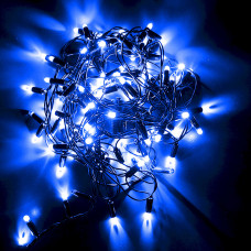 Гирлянда уличная бахрома 2×0,7 Вт IP44 чёрная синая Євросвітло STARLIGHT Flash 75LED м