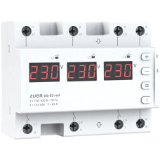 Реле напряжения 63А 3-фазное на DIN-рейку ZUBR D6-63 red