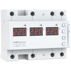 Реле напряжения 40А 3-фазное на DIN-рейку ZUBR D6-40 red