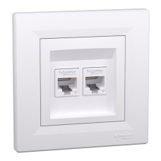 Розетка 2-местная компьютерная Cat.6 UTP скрытая белая Schneider Electric Asfora