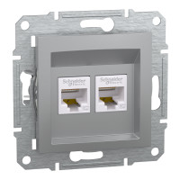 Розетка 2-местная компьютерная скрытая алюминий Schneider Electric Asfora, EPH4400161