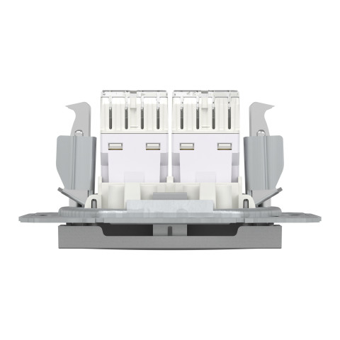 Розетка 2-місна комп'ютерна прихована алюміній Schneider Electric Asfora, EPH4400161