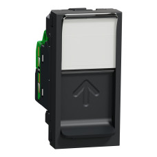 Розетка компьютерная Cat.6 UTP 1-модульная скрытая антрацит Schneider Electric Unica New