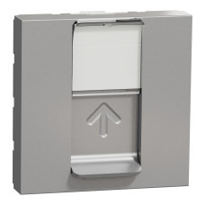 Розетка компьютерная Cat.5e UTP 2-модульная скрытая алюминий Schneider Electric Unica New