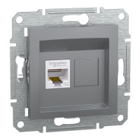 Розетка компьютерная скрытая сталь Schneider Electric Asfora