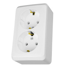 Розетка 2-местная с заземлением IP20 накладная белая Schneider Electric Prima
