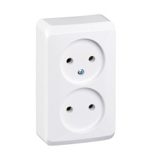Розетка 2-местная без заземления IP20 накладная белая Schneider Electric Prima