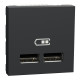 Розетка 2-местная с USB 2.0 1А скрытая антрацит Schneider Electric Unica New