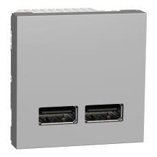 Розетка 2-местная с USB 2.0 1А скрытая алюминий Schneider Electric Unica New