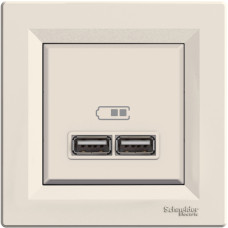 Розетка 2-местная с USB скрытая слоновая кость Schneider Electric Asfora