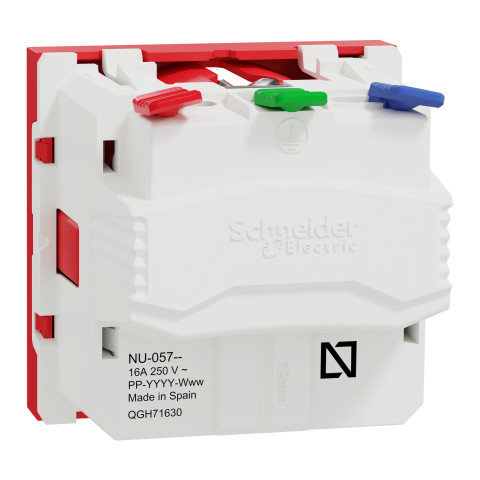 Розетка 1-місна з заземленням зі шторками прихована червона Schneider Electric Unica New