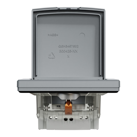 Розетка 1-місна з заземленням зі шторками з кришкою IP44 сталь Schneider Electric Asfora