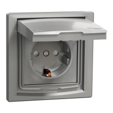 Розетка 1-місна з заземленням IP44 алюміній Schneider Electric Asfora