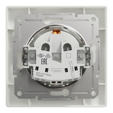 Розетка 1-местная с заземлением скрытая белая Schneider Electric Asfora