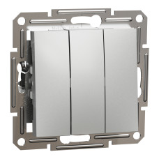 Выключатель 3-клавишный скрытый алюминий Schneider Electric Asfora