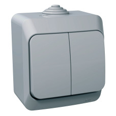 Выключатель 2-клавишный 16А IP44 накладной серый Schneider Electric Cedar Plus