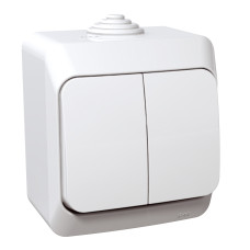 Выключатель 2-клавишный 16А IP44 накладной белый Schneider Electric Cedar Plus