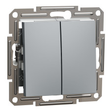 Выключатель 2-клавишный скрытый сталь Schneider Electric Asfora