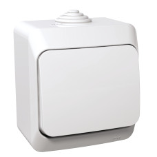 Выключатель 1-клавишный проходной 16А IP44 накладной белый Schneider Electric Cedar Plus