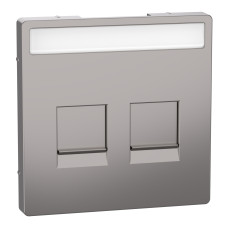 Лицевая панель 2-местная со шторками никель Schneider Electric Merten D-Life, MEG4564-6050