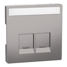Лицевая панель 2-местной розетки никель Schneider Electric Merten D-Life, MEG4574-6050